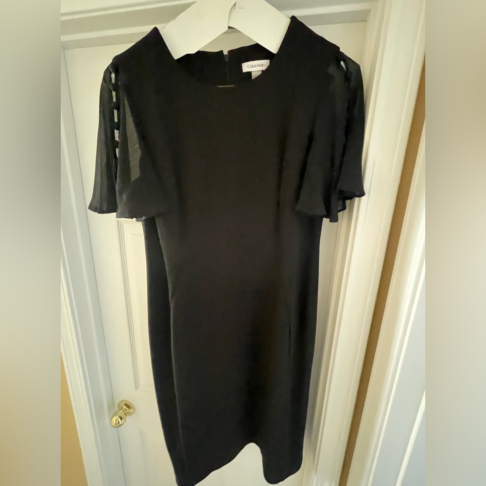 Calvin Klein Elegant Black Sheer Sleeve Dress
So pretty and chic !